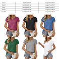 thumbnail image 3 of facefd Summer Pleated Short Sleeve Solid Color Splicing V Neck T-Shirt Casual Basic Tops Female Shirts Daily Tees for Black L, 3 of 8
