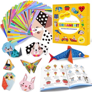 Origami Kit 144 Sheets, Origami Paper Kit for Kids 72 Patterns with Craft Guiding Book, Vivid Colorful Folding Papers,Easy DIY Art and Craft Projects, Kids Christmas Day Children's Day Gift