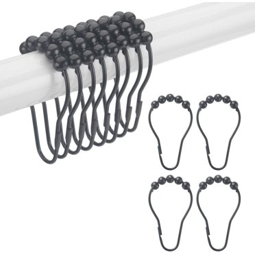 Anneaux de Rideau de Douche, Crochets de Rideau de Douche Noirs pour Rideau de Douche Antirouille