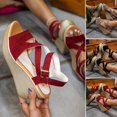thumbnail image 4 of Sandales Tendance pour Femmes 2022 Sandales Compensées Plateforme Rome à Lanières Croisées Talon Compensé, 4 of 9