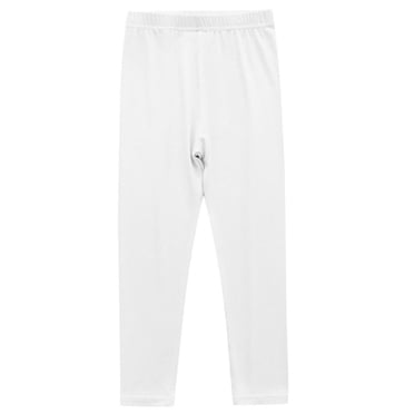 Lenpel Leggings for Girls Toddlers Cotton Elastic Waist Pull on Slim Stretchy Basic School Pants Ankle Length Footless Tights(White,11-12 Years)