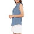 thumbnail image 4 of INSPIRE CHIC Women's Sleeveless Work Blouses Ruffled Pleated Chic Tops Blue Grey S, 4 of 7