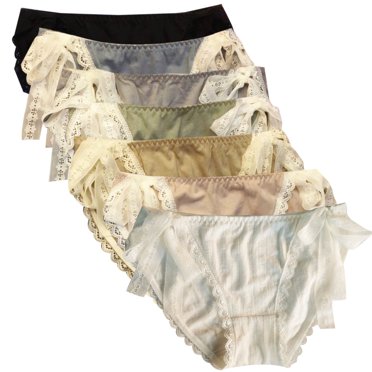 Women Underwear Lace Cute: 7 Pairs Cotton Panty Mid Waist Underwear Bikini Panty