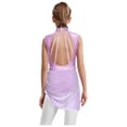 thumbnail image 2 of Oyolan Robe de Patinage Artistique Brillante pour Filles, Robe de Danse Lyrique, Justaucorps de Ballet à Jupe Froncée pour Compétition, Lavande 6, 2 of 6