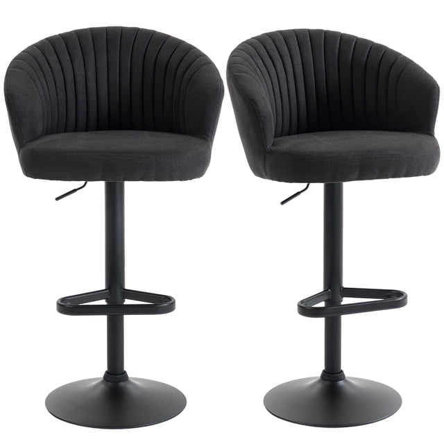 HOMCOM Adjustable Bar Stools Set of 2 with Swivel Seat, Black