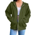 thumbnail image 1 of Mgmyaa Women's Sweatshirt Fashion Solid Color Hooded Pocket Raglan-Sleeve Long Sleeve Zip Up Jacket, 1 of 6