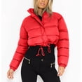 thumbnail image 4 of Économies d'Automne/hiver! srobpty Manteau Matelassé à Manches Longues pour Femmes, Veste à Capuche Décontractée Colorée à Manches Longues pour Dames Rouge, P, 4 of 4