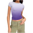 thumbnail image 2 of HongQid Womens Basic Tees Summer Short Sleeve Shirts Slim Fit Tight T Shirt Going Out Tops, 2 of 7