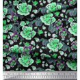 thumbnail image 2 of Soimoi Green Moss Georgette Fabric Leaves & Floral Print Sewing Fabric BTY 42 Inch Wide, 2 of 3