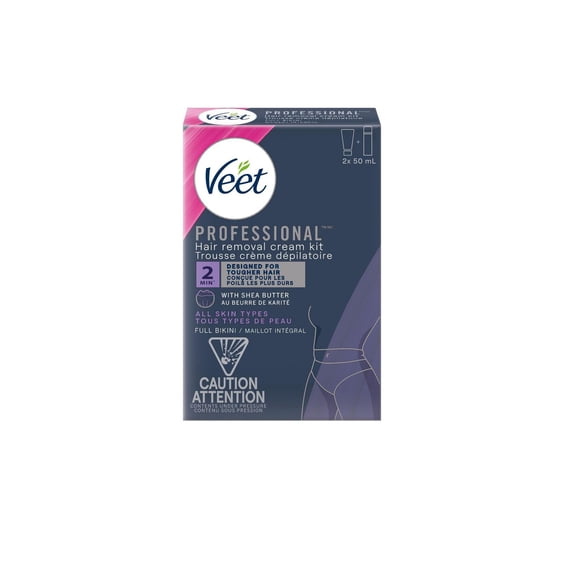 VEET® Professional™ Hair Removal Cream with Shea Butter, Full Bikini Kit, 2x50mL