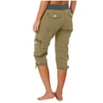 thumbnail image 3 of Cameland Pantalon Cargo de Randonnée pour Femmes en Coton, Taille Élastique, Pantacourt d'Extérieur à Bas Resserré, Pantalon de Sport avec Poches, 3 of 4