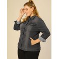 thumbnail image 4 of GRACE & GRANDEUR Women's Plus Size Long Sleeve Button Down Regular Fit Jean Denim Jacket Grey 4X, 4 of 6