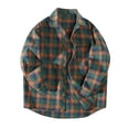 thumbnail image 1 of EGNMCR Chemises à Manches Longues pour Hommes Automne Amples Décontractées Tendance Col Rabattu Chemise Manteau Bouton Chemise à Carreaux Imprimée Vestes avec Poches, 1 of 3