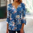 thumbnail image 1 of Blouses pour Femmes, T-shirt Imprimé Mode Manches 3/4 Blouse Col en V Hauts Décontractés, 1 of 5