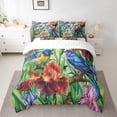 thumbnail image 2 of Floral Hummingbird Comforter Set Queen,Rustic Farmhouse Flowers Bedding Set 7 Piece Bed In A Bag,Country Garden Style Irises Bed Set With Comforter,Sheets Pillow Case And Covers, 2 of 5
