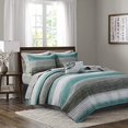 thumbnail image 1 of Madison Park Essentials Saben Complete Reversible Coverlet and Cotton Sheet Set, Queen, Aqua, 1 of 8