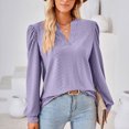 thumbnail image 4 of KIHOUT Spring Winter Womens Tops Fashion Solid Color V-Neck Long Sleeve Loose T-shirt Top Blouse, 4 of 6