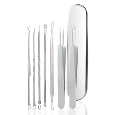 Trousse d'Outils pour Enlever les Points Noirs et Popper les Boutons - Outil Inoxydable d'Extraction des Boutons et Comédons