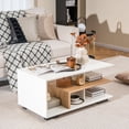thumbnail image 2 of Giantex Rectangular Accent Table,  Coffee Table w/L-Shaped Middle Shelf, Cocktail Table Sofa Table, Geometric Center Table, 2 of 9