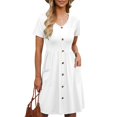thumbnail image 4 of Ketyyh-chn99 Robes pour Femmes Été Robe Soleil Robes pour Femmes Manches Longues Robe Longue Confortable Blanc,TG, 4 of 5