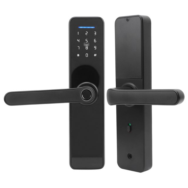 Serrure Intelligente à Clés Mécaniques, Poignée de Porte à Empreinte Digitale, Sécurité Intelligente pour Anti-Vol