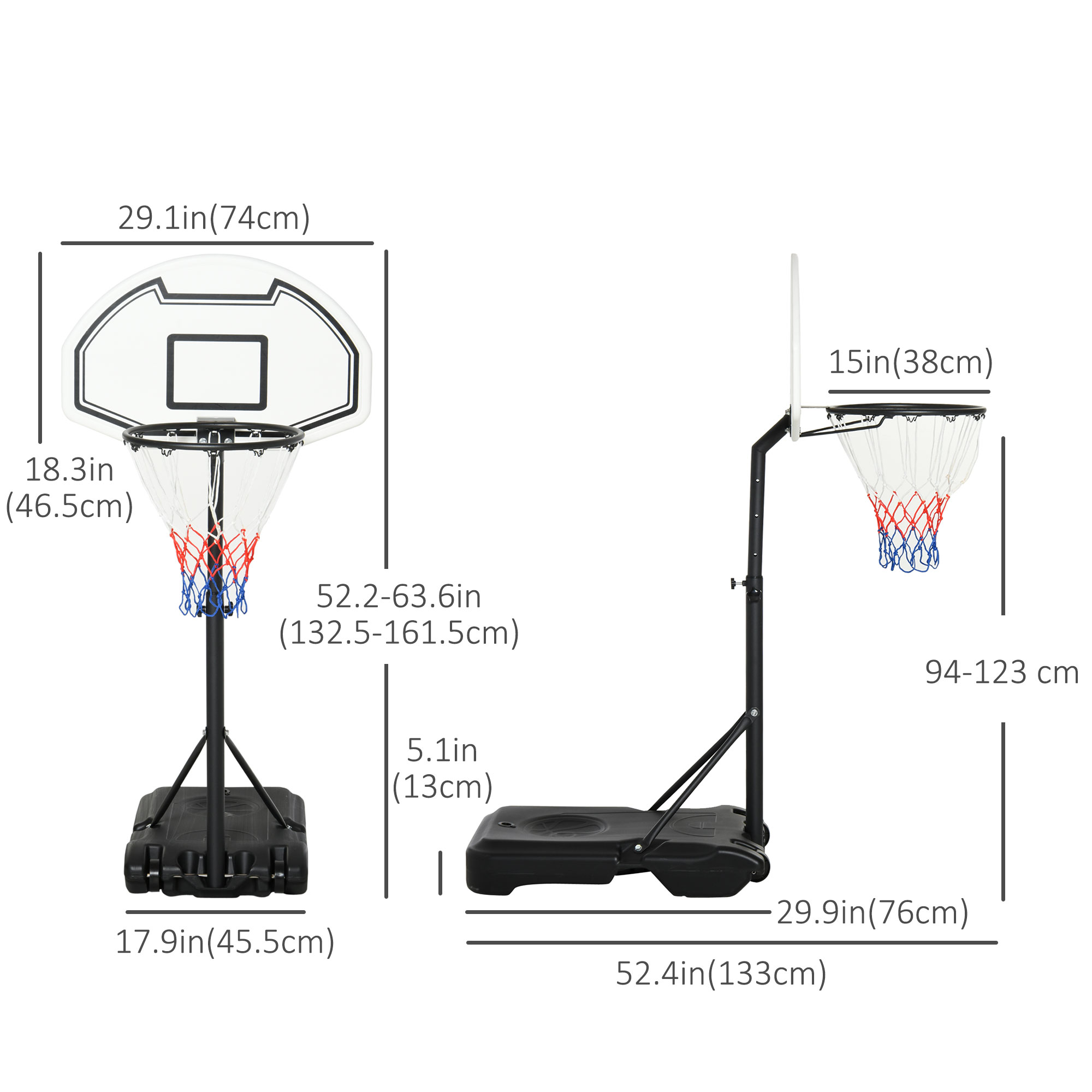 HomCom Poolside Hoop Stand with Wheels