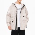 thumbnail image 2 of Pisexur Veste Coupe-Vent Homme Décontractée Unie à Multiples Poches à Capuche à Fermeture Éclair Garde au Chaud à Manches Longues Veste de Randonnée Homme Imperméable Grande Taille Vestes pour Hommes, 2 of 8