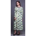 thumbnail image 3 of Bimba Tie-Dye Ladies Bishop Sleeve Round Neck Ruffle Maxi Smocked WaistDress-X-Small, 3 of 5