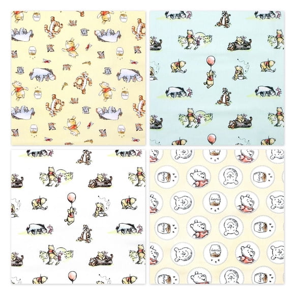 FABRIC CREATIONS Disney Winnie the Pooh Cotton Fat Quarter Bundle, 4-Piece, 4x18x21