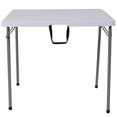 thumbnail image 2 of 34'' Square Bi-Fold Granite White Plastic Folding Table with Carrying Handle, 2 of 5