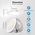thumbnail image 4 of LVWIT 6 Inch 5CCT LED Downlight, 10W 1000 Lumens Dimmable, IC Rated LED Recessed Lighting, 6 Pack (2700K/ 3000K/ 4000K/, 4 of 8