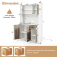 thumbnail image 3 of Costway Buffet de Cuisine à 4 Portes 71 Pieds' Garde-Manger Armoire de Rangement avec Huche Tablette Ajustable Blanc, 3 of 10