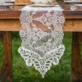 thumbnail image 2 of Lace Table Runner and Dresser Scarf Embroidered Flower White Table Runner 10 x 72 Inches Wedding Party Baby Shower Dining Table Decor, 2 of 7