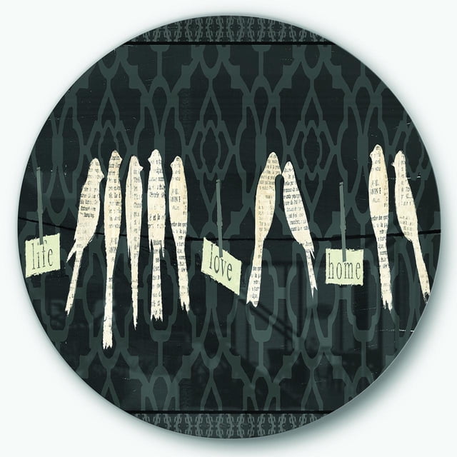 Designart 'French Bird Flea Market II' Farmhouse Metal Circle Wall Art