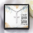 thumbnail image 3 of Chaque Jour Peut Ne Pas Être Bon Collier de Carte de Croix w Pendentif en Acier Inoxydable, 3 of 7