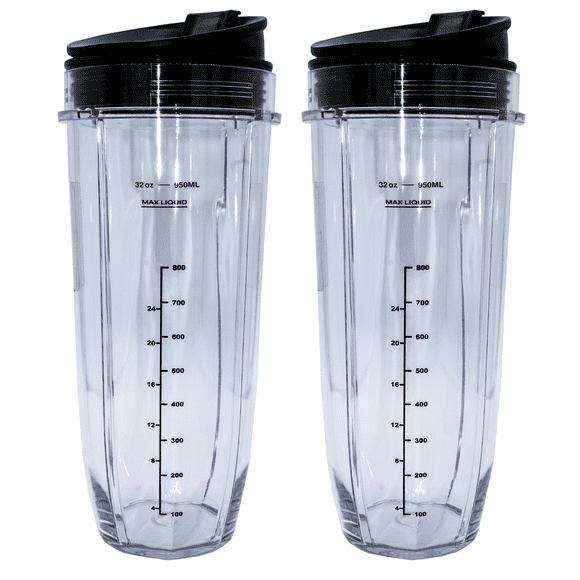 Blendin 2 Pack 32 Ounce Cup with Sip N Seal Lids, Compatible with Nutri Ninja Auto-iQ 1000W and Duo Blenders