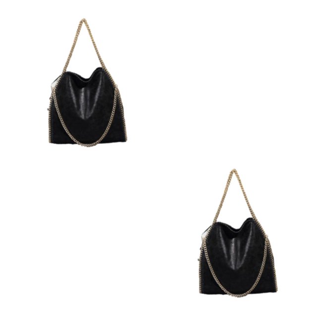 kurtrusly 1/2/3 Wide Application Convenient And Practical Chain Handbag For Women - Foldable Shoulder Bag Fashion PU Chain Shoulder Bag Black (gold chain) 2PCS