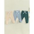 thumbnail image 2 of Faithtur Toddler 3 Piece Long Pants Winter Baby Solid Color Slim Fit Ribbed Bottom Infant Knitted Pull-Up Pants, 2 of 9