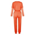 thumbnail image 4 of Mrat Two Piece Outfits for Women 2 Piece Jogging Sets Solid Polyester Long Sleeve Sweatsuits Sets Two Piece Track Suits Drawstring High Waist Pants Set Comfy Outfits N-Orange L, 4 of 5