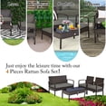 thumbnail image 3 of Costway 4pcs Patio Rattan Wicker Furniture Set Loveseat Sofa Cushioned Garden Yard, 3 of 10