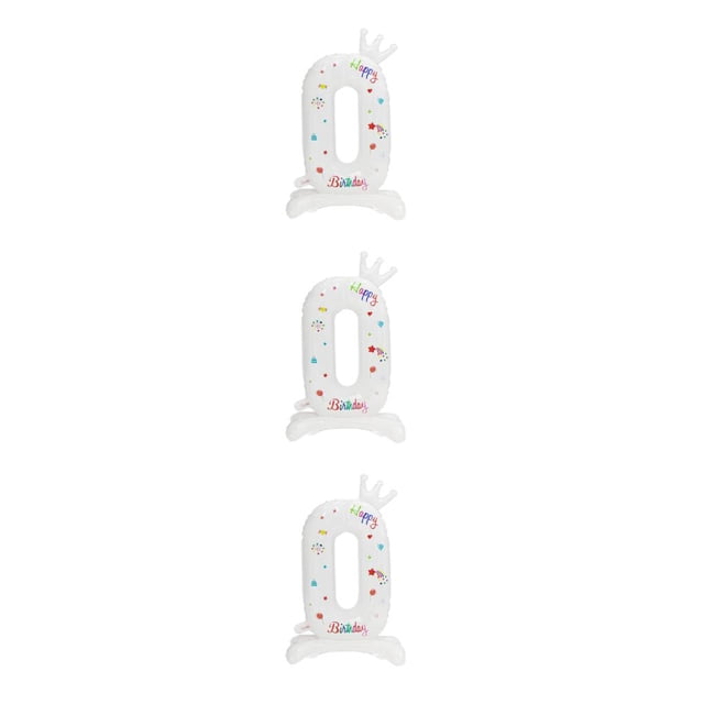 Baohd Magical Atmosphere With White Digital Aluminum Film Balloons Multiple Numbers Number 0 3Set