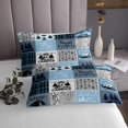 thumbnail image 3 of YST Kids Camper Coverlet Set King Happy Camping Quilt Set Rv Bunk Accessories Bedspread Set For Travel Trailers,Blue Grey Rustic Buffalo Plaid Pine Tree Bedding Set For Boys Girls, 3 of 5
