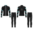 thumbnail image 3 of Yeahdor Kids Girls 2 Piece Figure Skating Training Suit Long Sleeve Zipper Jacket And Rhinestone Leggings Set Blue Green 10, 3 of 7