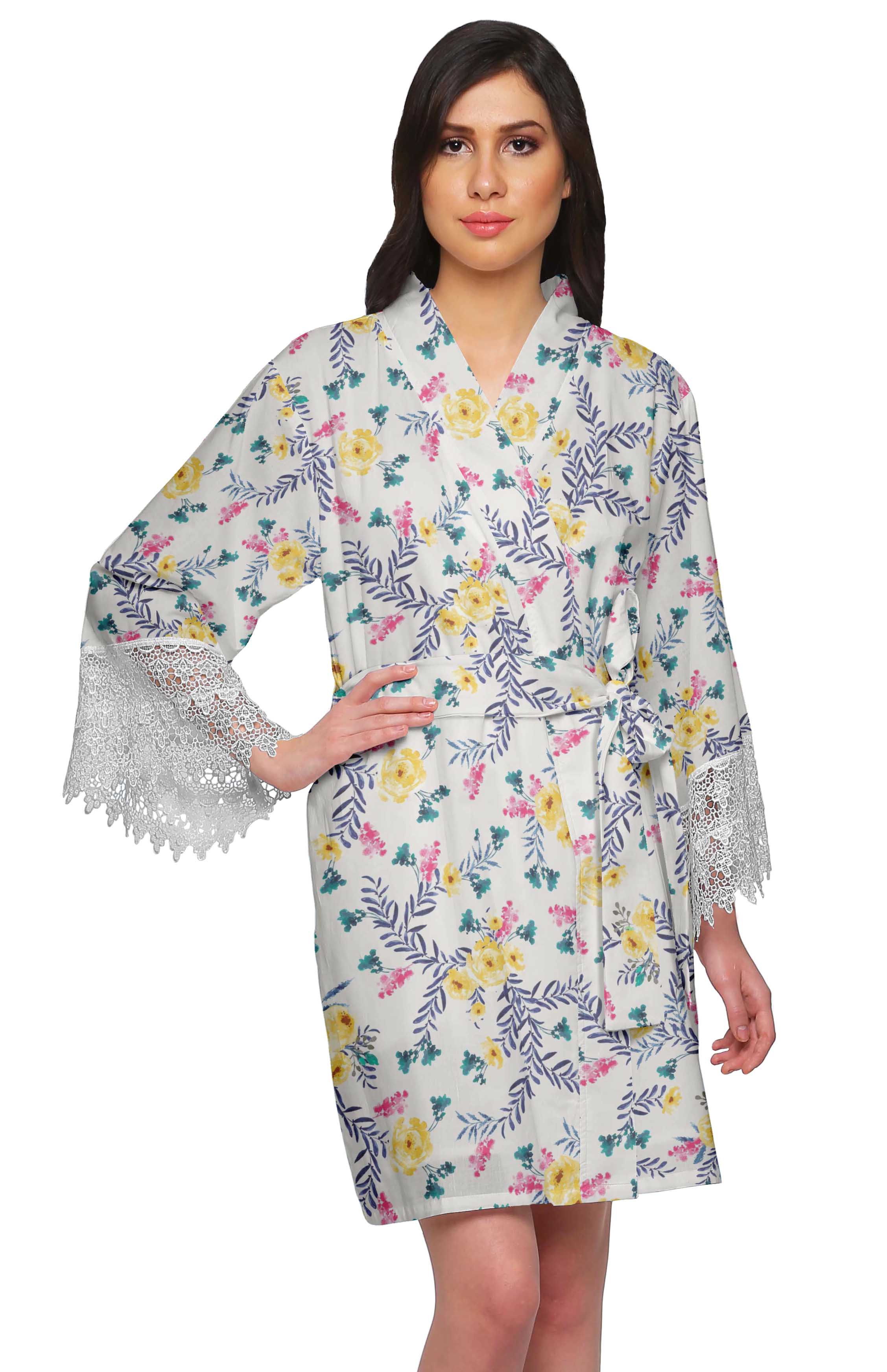 Moomaya Cotton Robes For Women Lightweight Printed Short Bridesmaid Robes