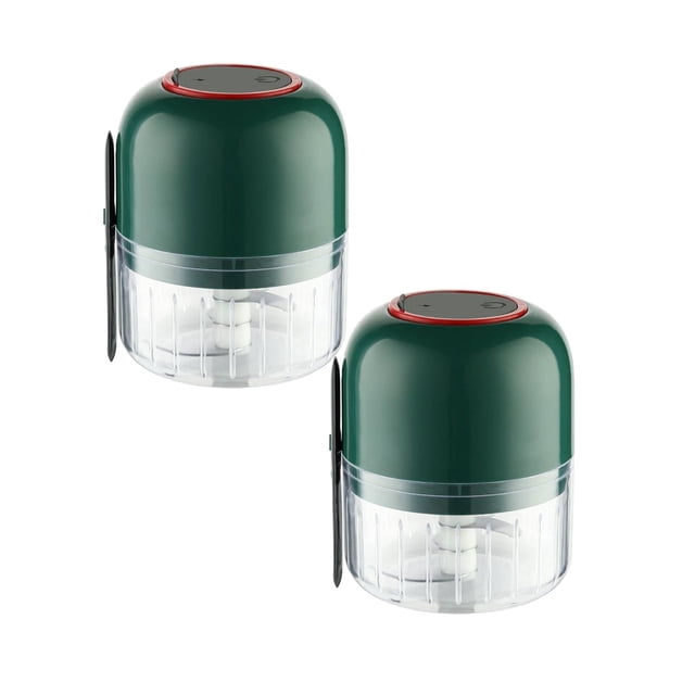 Oleegame 2PC Electric Garlic Chopper Garlic Crusher Portable Mini Food Processor Vegetable Cutter Wireless Vegetable Masher With USB Charging Garlic Masher Mincer For Onions Meat 300ml Green