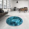 thumbnail image 4 of Ahgly Company Tapis d'Intérieur Lavable à la Machine, Carré, Transitionnel, Vert Sarcelle Moyen, Tapis de Zone, 6 Pieds Carré, 4 of 7