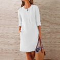 thumbnail image 2 of CHOK Robe-Chemise pour Femmes en Coton et Lin à Rayures, Col, Manches Longues, Décontractée, Ample, Maxi, avec Deux Poches, 2 of 5