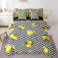 thumbnail image 1 of Summer Lemon Twin Bed In A Bag 7 Piece Yellow Lemon Comforter Set With Sheets Green Leaves Bedding Set For Kids Adults Black Geometric Wave Stripes Bed Sheet Set With Comforter, 1 of 5
