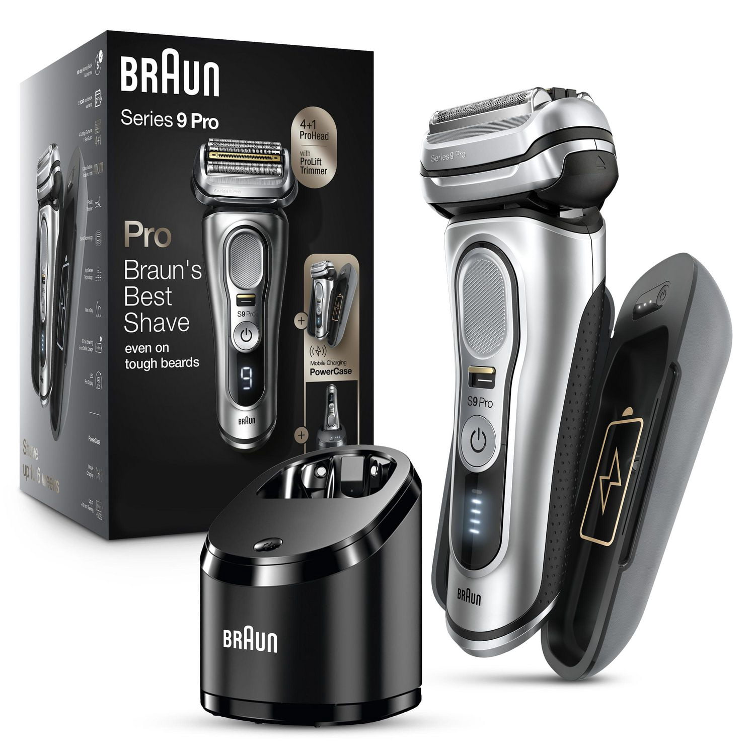 Braun Series 9 Pro 9477cc Rechargeable Wet & Dry Men’s Electric Shaver with PowerCase, Clean & Charge Station