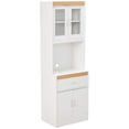 thumbnail image 1 of Hodedah Freestanding Kitchen Storage Cabinet w/ Open Space for Microwave, White, 1 of 7